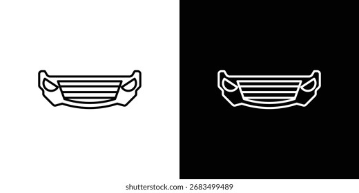 Car bumper icon black and white vector outline sign