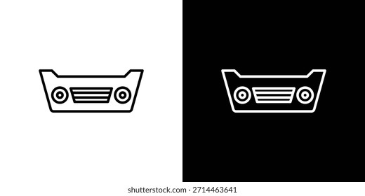 Esquema del icono del parachoques del coche. Vector aislado pictograma para el Web
