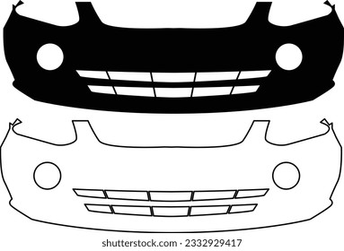 Das Auto Stoßfänger Symbol. Stoßfängerzeichen. Symbol für die Vorderseite der Fahrzeugteile Sedan Car Stoßfänger Konzept. Flachstil.