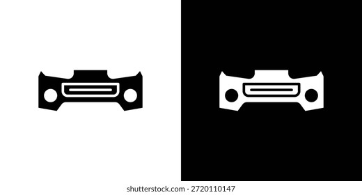 Icono de parachoques de coche ilustraciones gráficas planas simples. Vector de silueta blanco y negro