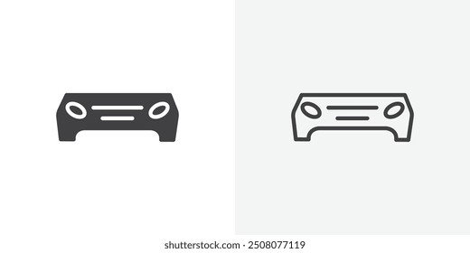 Autostoßfänger-Symbol in massivem und umrissenem Stil