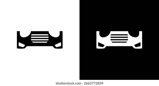Ilustração do vetor do ícone do para-choques do carro - Coleção de ícones do vetor do estilo preto de alta qualidade