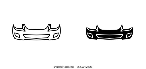 Car bumper icons in outline and fill. vector illustration for ui.