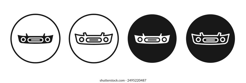 Car bumper vector icon set black filled and outlined style.