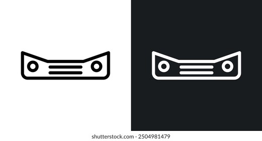 Car bumper vector icon set black and white filled and outlined style.