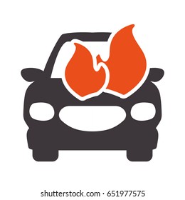 car burning and danger emergency accident
