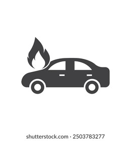 Auto brennt Symbol flache Design-Vorlage