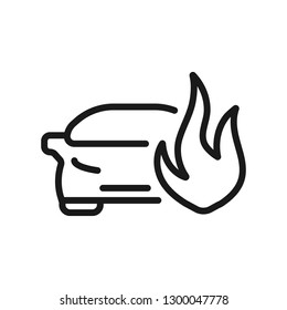 car burning. minimal thin line web icon. simple vector illustration outline. concept for infographic, website or app