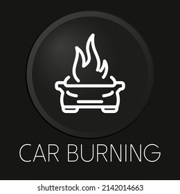 Icono mínimo de la línea vectorial de grabación de coches en el botón 3D aislado en el fondo negro. Vector Premium.

