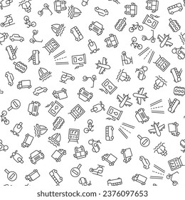 Car, Bus, Train, Moped, Plain, Road, Gas Station Seamless Pattern for printing, wrapping, design, sites, shops, apps