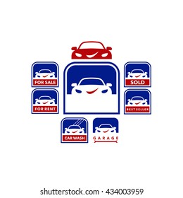 car business icon set
