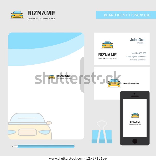 Car  Business Logo, File Cover\
Visiting Card and Mobile App Design. Vector\
Illustration