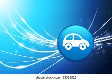 Botón de auto sobre fondo de luz abstracta azul Ilustración original