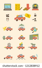 Car buying and daily using icons