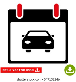 Car Calendar Day icon. Vector EPS illustration style is flat iconic bicolor symbol, intensive red and black colors.
