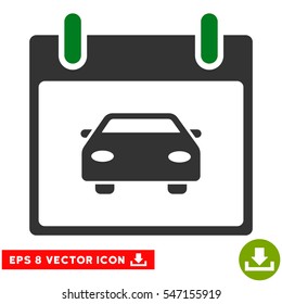 Car Calendar Day icon. Vector EPS illustration style is flat iconic bicolor symbol, green and gray colors.