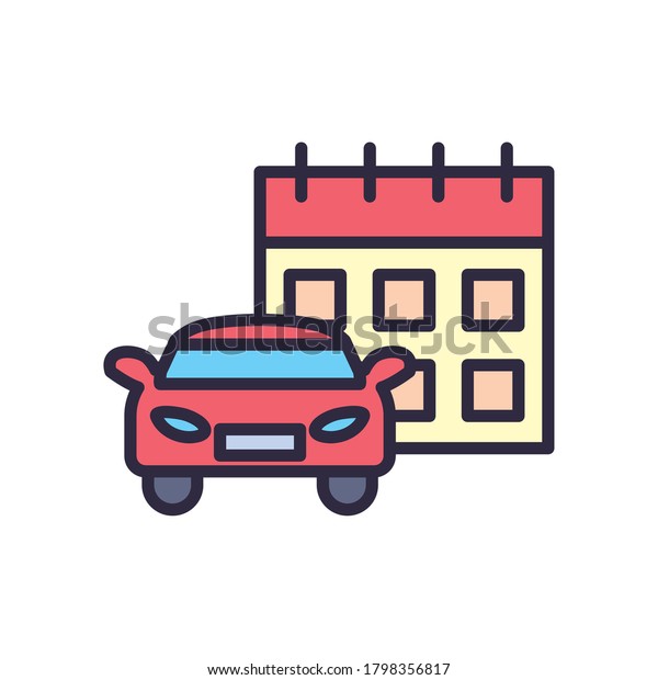 car with calendar line\
and fill style icon design, Repair service and vehicle theme Vector\
illustration