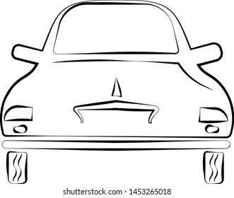 Car Calligraphic Front View, Stylish Car Design Vector Art Illustration