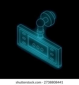 Car camera dvr showing an isometric view with glowing lines on a black background