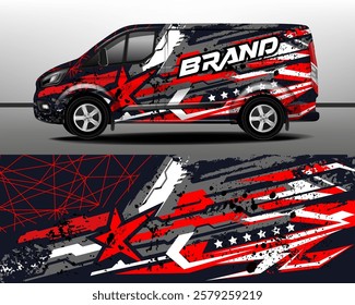 Car camouflage texture template for vinyl wrap and sticker printing. Car branding. Military distressed star ornament for vinyl wrap and sticker printing. Car design development for a company.