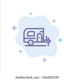 Car, Camp, Spring Blue Icon on Abstract Cloud Background