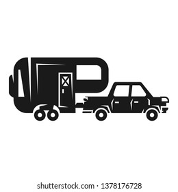 Car with camp trailer icon. Simple illustration of car with camp trailer vector icon for web design isolated on white background