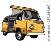 car campervan car bus vector illustration, simple and clean for t-shirt design, poster and design elements