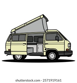 car campervan car bus vector illustration, simple and clean for t-shirt design, poster and design elements