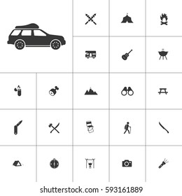 car. camping icon set on white background