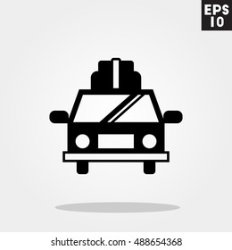 Car with camping set icon in trendy flat style isolated on grey background. Id card symbol for your design, logo, UI. Vector illustration, EPS10.
