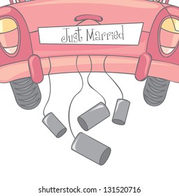 car with cans  as symbol of just married vector illustration