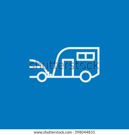 Car with caravan line icon.