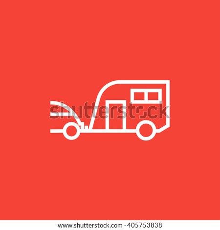 Car with caravan line icon.