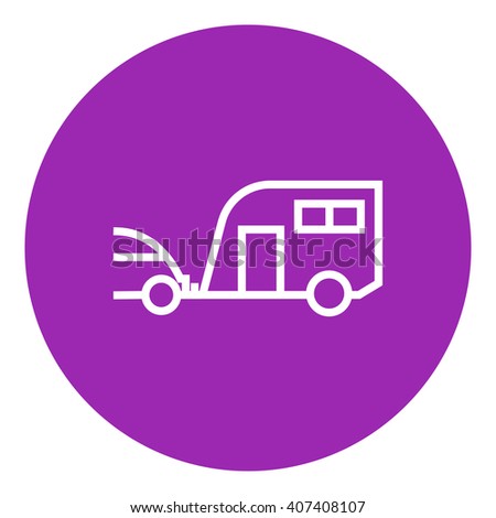 Car with caravan line icon.