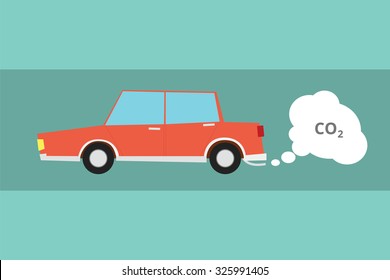 car carbon dioxide co2 pollution haze smoke flat