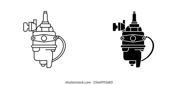 Car carburetor icons in outline and fill. vector illustration for ui.