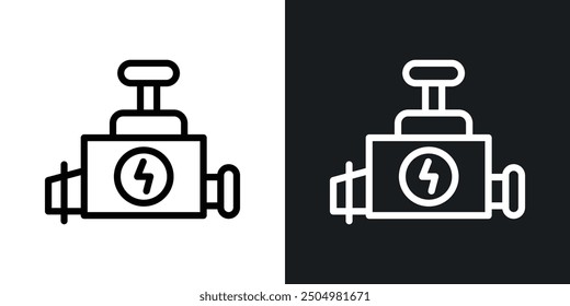 Car carburetor vector icon set black and white filled and outlined style.