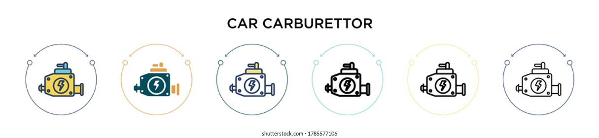 Car carburettor icon in filled, thin line, outline and stroke style. Vector illustration of two colored and black car carburettor vector icon design can be used for mobile, ui, web