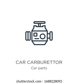 Car carburettor icon. Thin linear car carburettor outline icon isolated on white background from car parts collection. Line vector sign, symbol for web and mobile