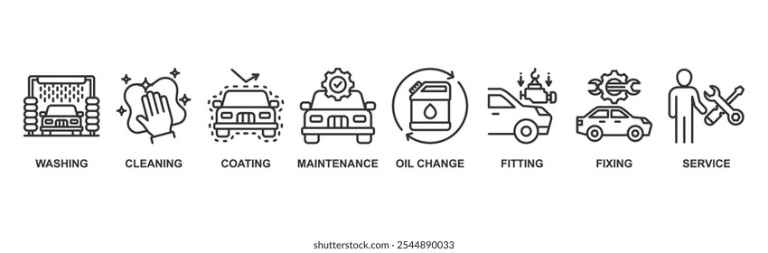 Concepto de Ilustración vectorial de icono de Web de Anuncio de cuidado de coche con icono