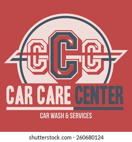 Car Care Center typographic label and t-shirt design