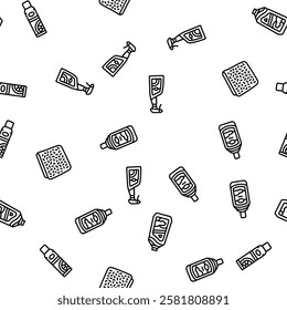 car care detailing wash vector seamless pattern thin line illustration