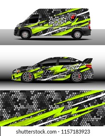 Car and cargo van decal design vector. Graphic abstract stripe racing background designs for wrap vehicle, race, rally, adventure and car racing livery.