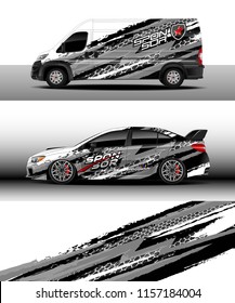 Car and cargo van decal design vector. Graphic abstract stripe racing background designs for wrap vehicle, race, rally, adventure and car racing livery.