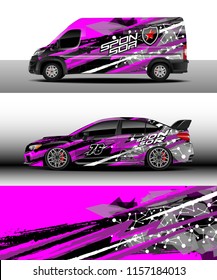 Car and cargo van decal design vector. Graphic abstract stripe racing background designs for wrap vehicle, race, rally, adventure and car racing livery.