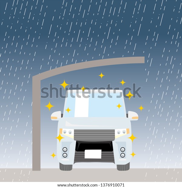 Car and carport\
illustration, garage, car roof, minivan, family car, Car does not\
get wet in the roof