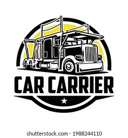 Car Carrier Transporter Truck Logo Vector Isolated. Car Carrier Truck Company Logo Design. Ready made logo template set vector isolated