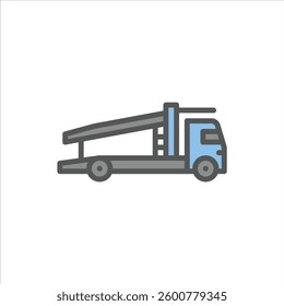 Car Carrier Truck filled outline icon. truck colour line illustration
