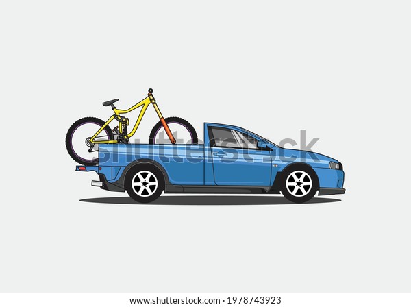 Car carrying\
mountain bike vector\
illustration