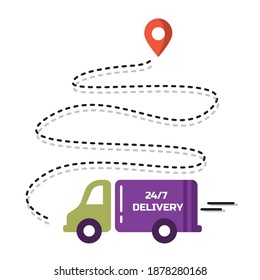 Pkw, die Parzellen zum Zielort transportieren. Lieferservice, Postfahrzeug. Express bestellt Transport.
